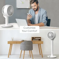 Pure Enrichment 2-In-1 Circulating Floor And Desk Fan, 35" x 12-1/4", White