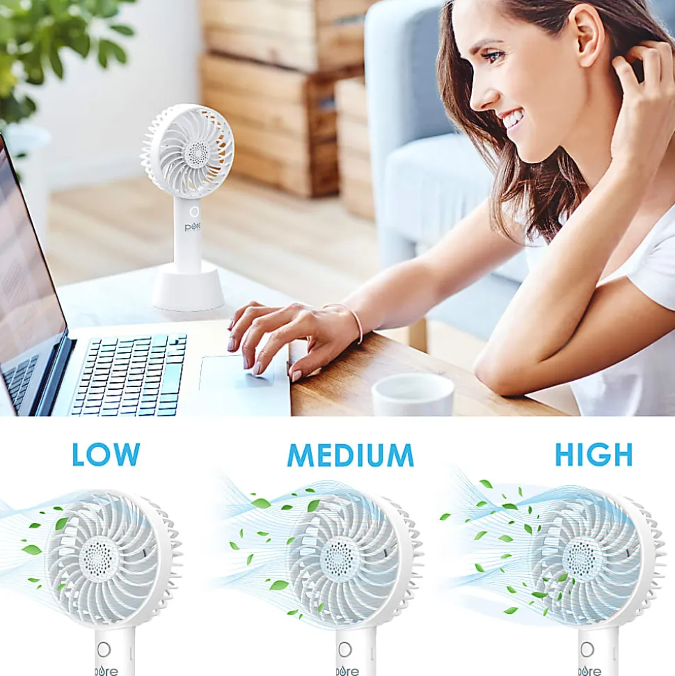 Pure Enrichment® PureBreeze™ Personal Handheld Fan With Base, White