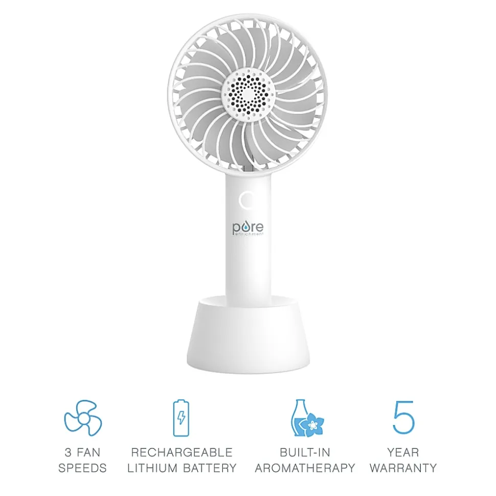 Pure Enrichment® PureBreeze™ Personal Handheld Fan With Base, White