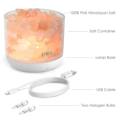 Pure Enrichment PureGlow USB Salt Lamp, 4-3/8"H x 4-1/2"W x 4-1/2"L, Pink