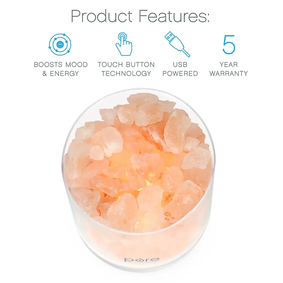 Pure Enrichment PureGlow USB Salt Lamp, 4-3/8"H x 4-1/2"W x 4-1/2"L, Pink