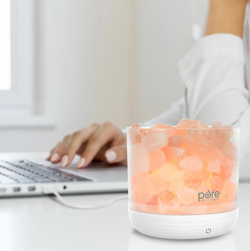 Pure Enrichment PureGlow USB Salt Lamp, 4-3/8"H x 4-1/2"W x 4-1/2"L, Pink
