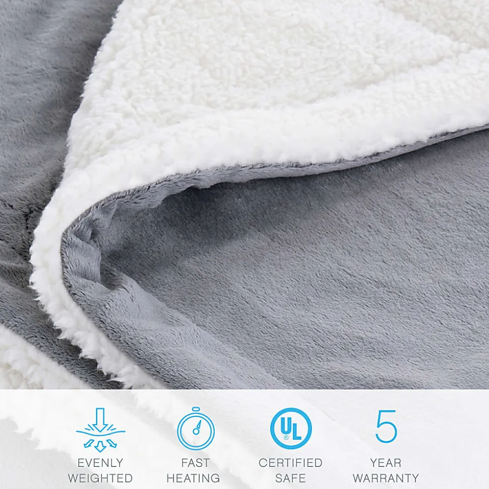 Pure Enrichment Weighted Warmth 2-in-1 Heated Weighted Blanket, 50” x 60”, Gray