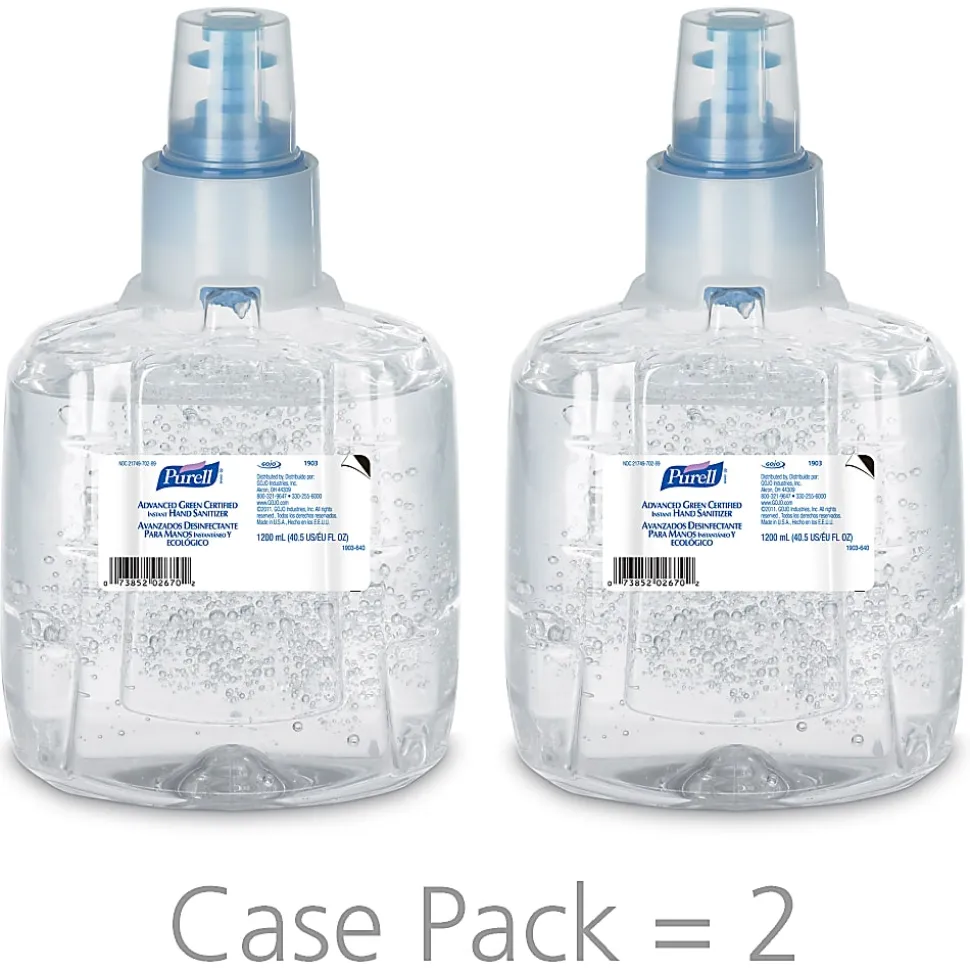 PURELL® Advanced Hand Sanitizer Green Certified Gel Refill, 1200 mL, Pack of 2