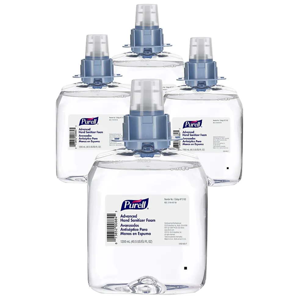 PURELL® Advanced Hand Sanitizer Gel Refill, Refreshing Fragrance, 1200 mL, Case Of 4