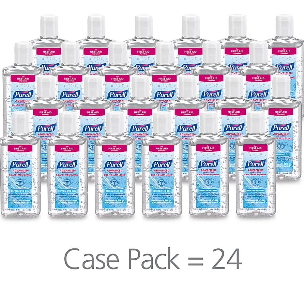 PURELL Advanced Hand Sanitizer Refreshing Gel for First Aid Providers, 4 fl oz Flip-Cap Bottle (Pack of 24)