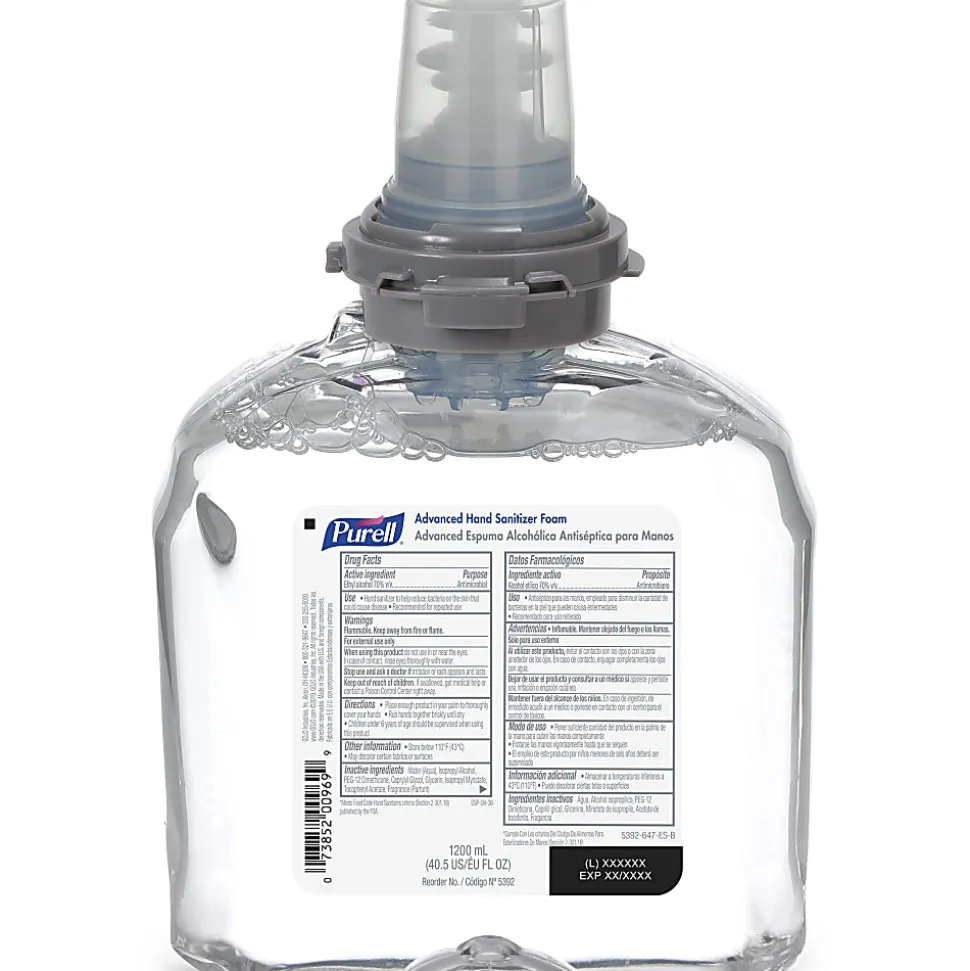 Purell Advanced Hand Sanitizer Foam, Clean Scent, 1200 mL Hand Sanitizer Foam Refill for Purell TFX Touch-Free Dispenser, Carton of 2