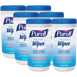 PURELL® Clean Scent Hand Sanitizing Wipes - Clean - White - Durable, Alcohol-free - For Hand - 40 Quantity Per Canister - 6 / Carton