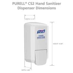 Purell® CS2 Push-Style Hand Sanitizer Dispenser, 10-1/16”H x 5-3/16”W x 3-7/8”D, White