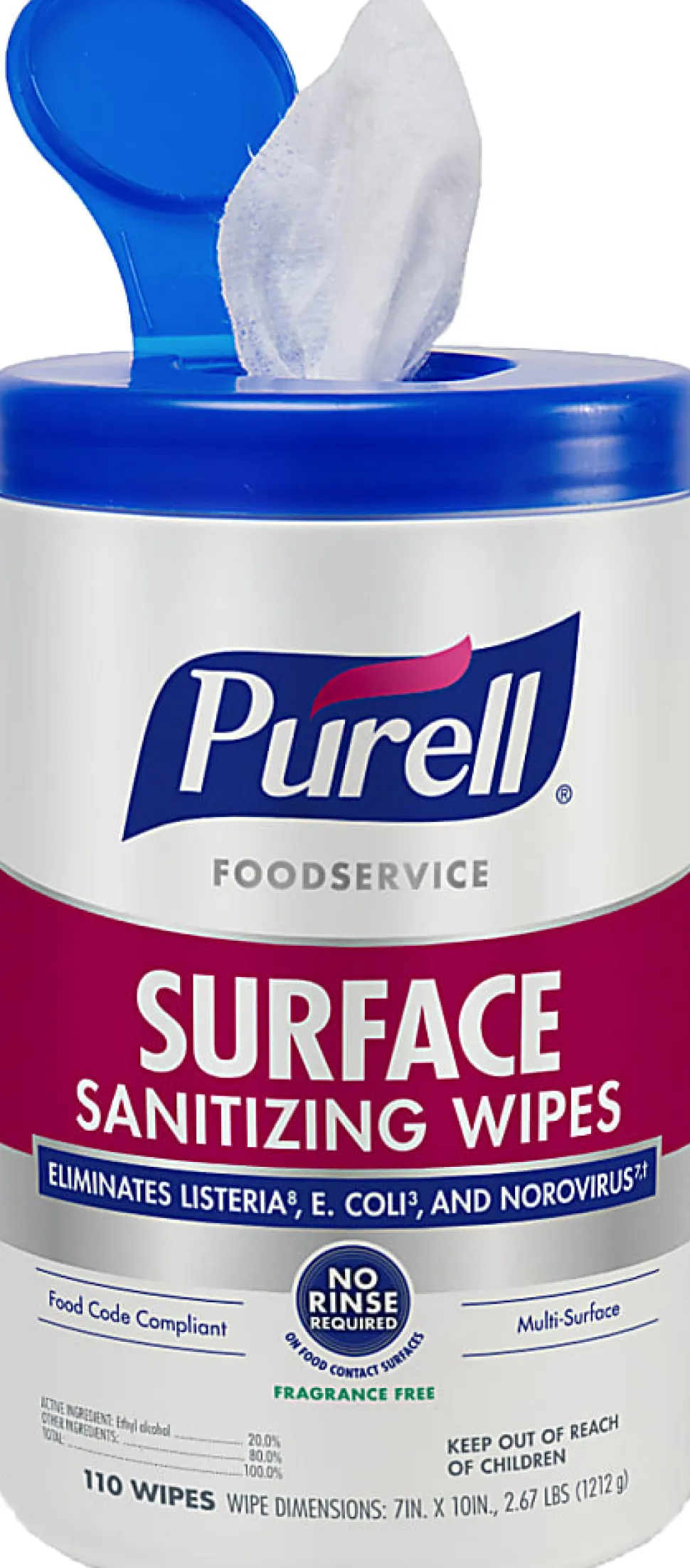 Purell Foodservice Surface Sanitizing Wipes, 110 Wipes