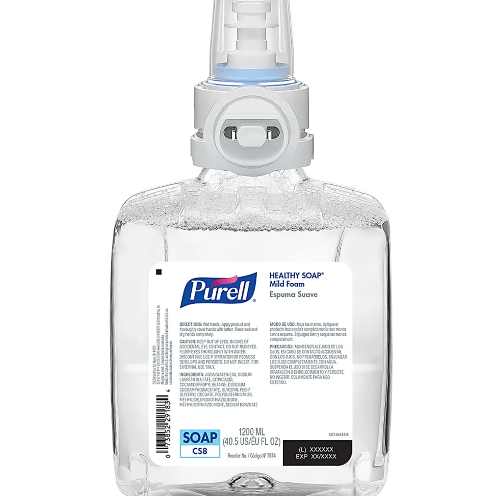 Purell® Healthy Soap CS8 Mild Foam Soap Refills, Unscented, 1200 mL, Pack Of 2 Refills