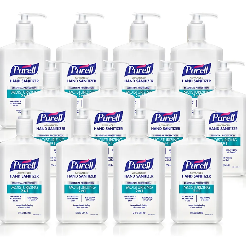 PURELL® 2in1 Moisturizing Advanced Hand Sanitizer Gel, 12 oz Pump Bottle, Pack of 12