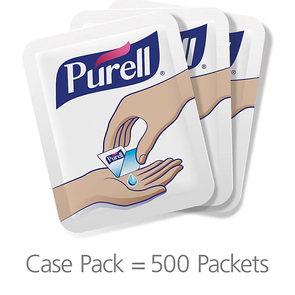 Purell® Singles Advanced Hand Sanitizer Individual Single-Use Packets, 0.04 oz (1.2 mL), Case Of 500 Packets
