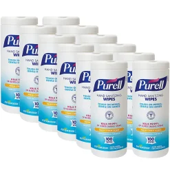 Purell® Textured Sanitizing Wipes, Fresh Citrus, 100 Wipes Per Tub, Carton Of 12 Tubs