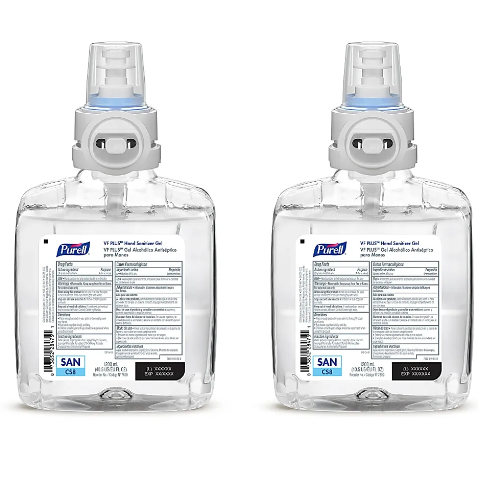Purell® VF PLUS Gel Hand Sanitizer Refills For CS8 Touch-Free Hand Sanitizer Dispensers, Fragrance Free, 40.6 Oz, Case Of 2 Refills