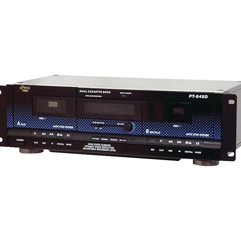 Pyle PylePro PT649D Dual Cassette Deck, 7-3/4”H x 12”W x 19”D