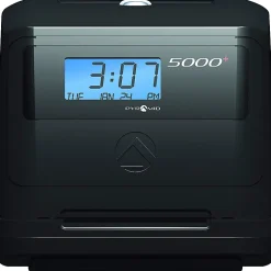 Pyramid 5000 Automatic Time-Totaling Time Clock, 7-1/4" x 7" x 6-1/2", Black