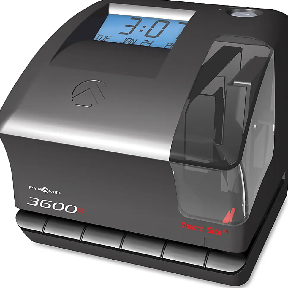 Pyramid™ 3600SS SmartSite Time Clock And Document Stamp, Black