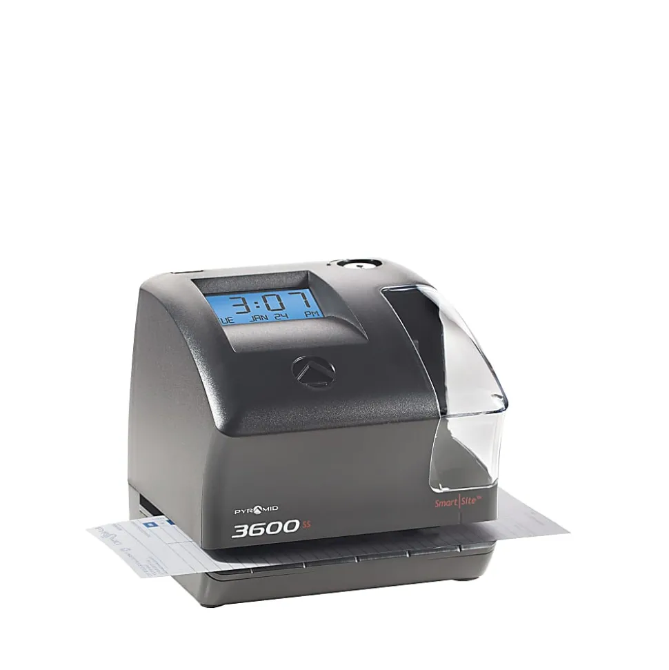 Pyramid™ 3600SS SmartSite Time Clock And Document Stamp, Black