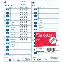 Pyramid Time Systems, 35100-10, Genuine and Authentic pack of 100 Time Cards, Use with Pyramid Side Loading Time Clocks, Models 3500, 3600SS and 3700
