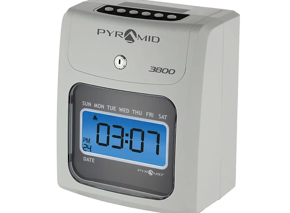 Pyramid Time Systems - Model 3800 Auto Totaling Time Clock, Electronic Time Punch Clock - 044942798991
