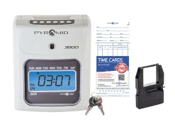 Pyramid Time Systems - Model 3800 Auto Totaling Time Clock, Electronic Time Punch Clock - 044942798991