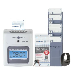Pyramid Time Systems Small Business 2500 Time Clock Bundle, Unlimited Employees, Ivory
