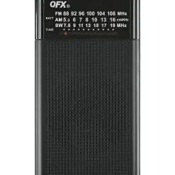 QFX Pocket R-35 Mono 3-Band Radio, 4-3/4"H x 2-3/4"W x 1-1/2"D, Black