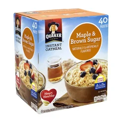 Quaker Instant Oatmeal Packets, Maple And Brown Sugar, Box Of 40 Packets
