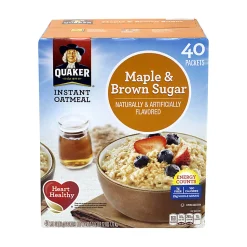 Quaker Instant Oatmeal Packets, Maple And Brown Sugar, Box Of 40 Packets