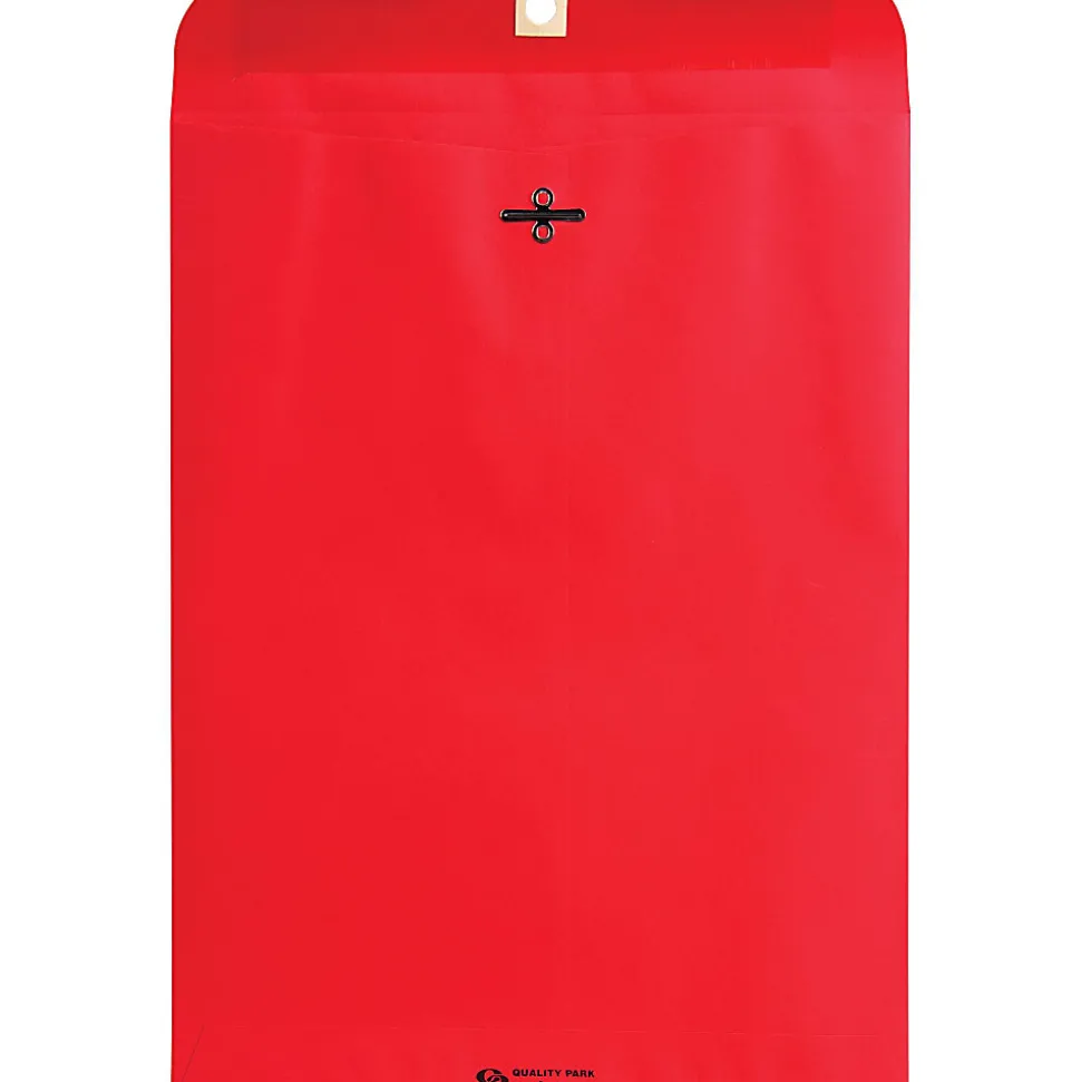 Quality Park Brightly Colored 9x12 Clasp Envelopes - Clasp - #90 - 9" Width x 12" Length - 28 lb - Clasp - Paper - 10 / Pack - Red