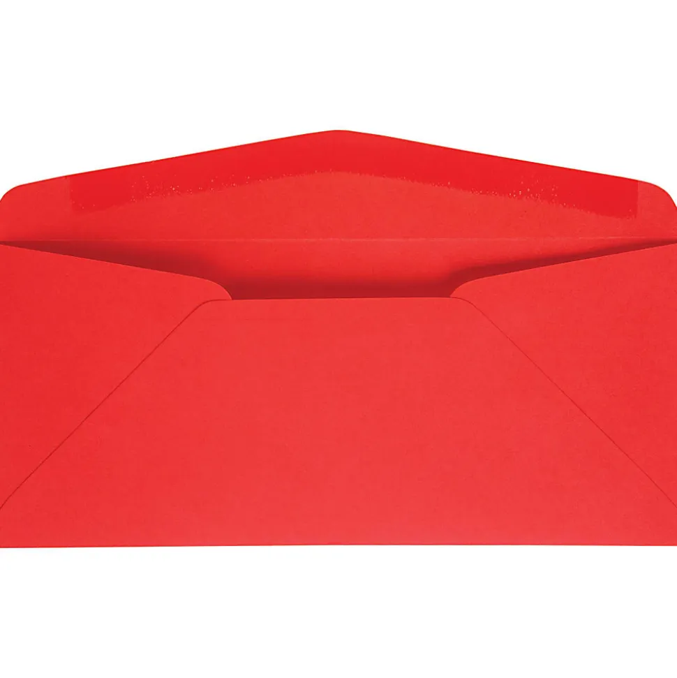 Quality Park #10 Business Envelopes, Windowless, Gummed Seal, Red, Pack Of 25 Envelopes