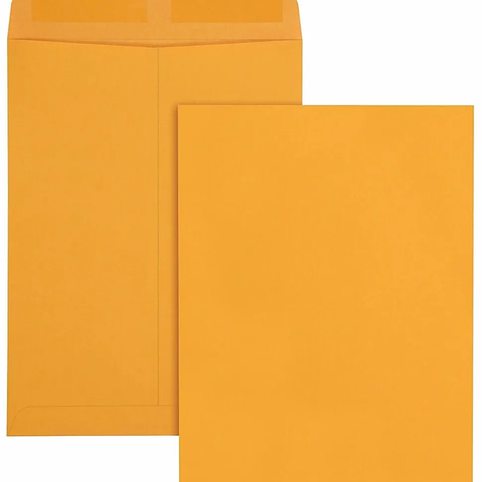 Quality Park® Catalog Envelopes, Gummed Closure, 9" x 12", Brown, Box Of 100