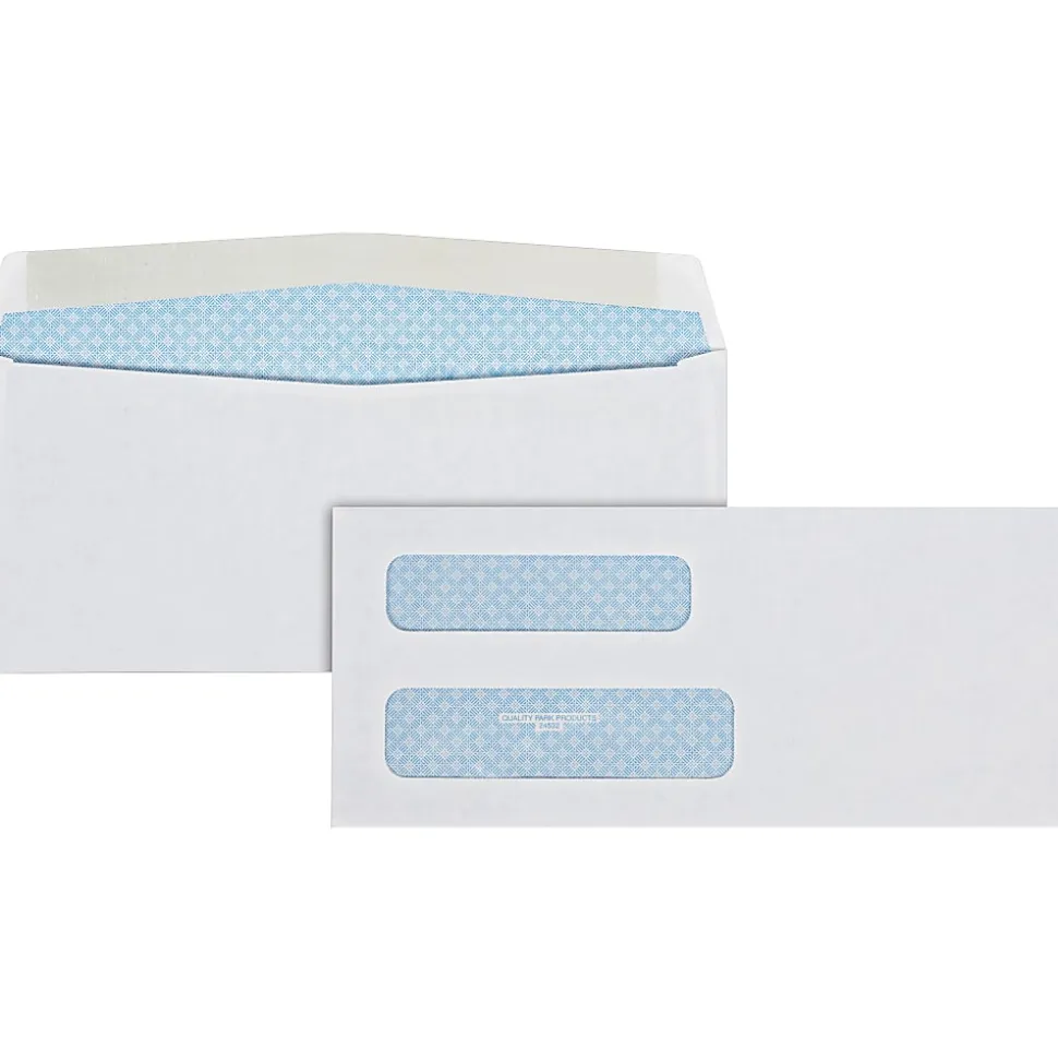 Quality Park® #8 5/8 Double-Window Envelopes, Left Windows (Top/Bottom), Gummed Seal, White, Box Of 500