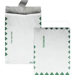 Quality Park® Dupont™ Tyvek® Grip-Seal® Expansion Envelopes, Open Side, 18 Lb, First Class, 10" x 13" x 1 1/2", Self-Adhesive, White, Box Of 100