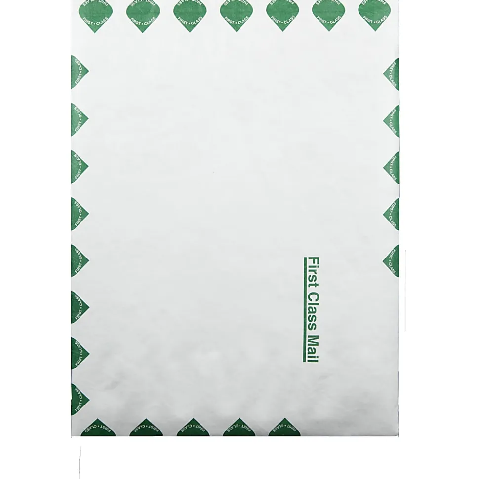 Quality Park® Dupont™ Tyvek® Grip-Seal® Expansion Envelopes, Open Side, 18 Lb, First Class, 10" x 13" x 1 1/2", Self-Adhesive, White, Box Of 100