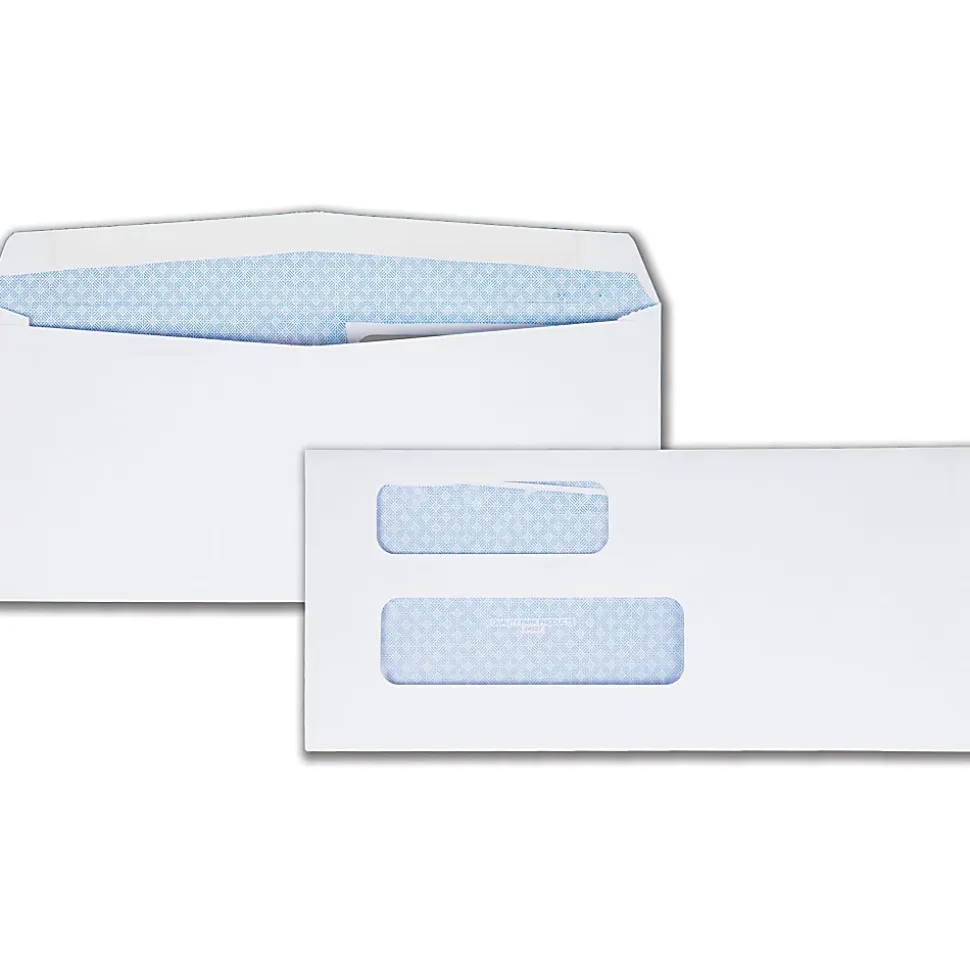 Quality Park® #9 Envelopes, Double Window, Security, Gummed Flap, Box Of 500