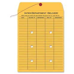 Quality Park Inter-Department Envelopes, 10" x 15", Button & String, 20% Recycled, Brown, Pack Of 100
