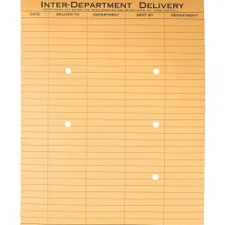 Quality Park Inter-Department Envelopes, 10" x 13", 2-Side Narrow-Rule, Button & String, 20% Recycled, Brown, Pack Of 100