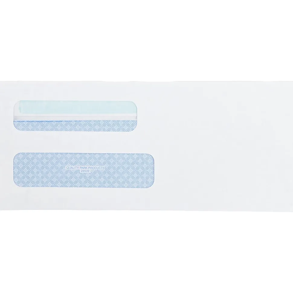 Quality Park® #8 5/8 Redi-Seal™ Double-Window Security Envelopes, Left Windows (Top/Bottom), Self-Seal, White, Box Of 500