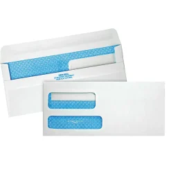 Quality Park® #9 Redi-Seal™ Double-Window Security Envelopes, Left Windows (Top/Bottom), Self-Seal, White, Box Of 500