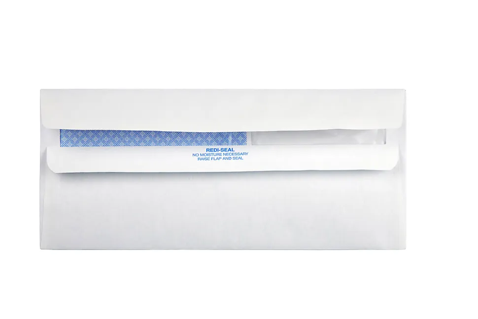Quality Park® #10 Redi-Seal™ Envelopes, Double-Window, Security, Self-Sealing, White, Box Of 500