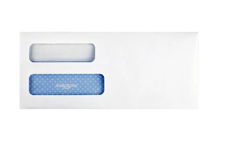 Quality Park® #10 Redi-Seal™ Envelopes, Double-Window, Security, Self-Sealing, White, Box Of 500