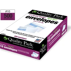 Quality Park® #10 Redi-Seal™ Envelopes, Double-Window, Security, Self-Sealing, White, Box Of 500