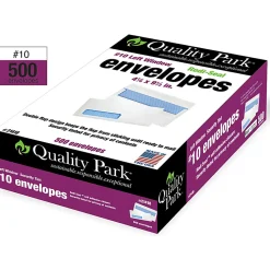 Quality Park® #10 Redi-Seal™ Security Window Envelopes, Bottom Left Window, Self Adhesive, White, Box Of 500