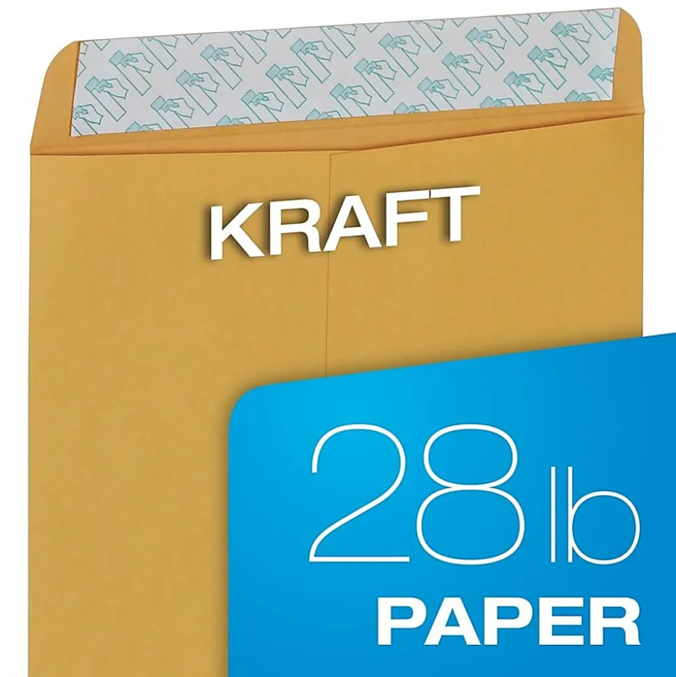 Quality Park® Redi-Strip™ Catalog Envelopes, 9" x 12", Self-Adhesive, Brown Kraft, Box Of 100