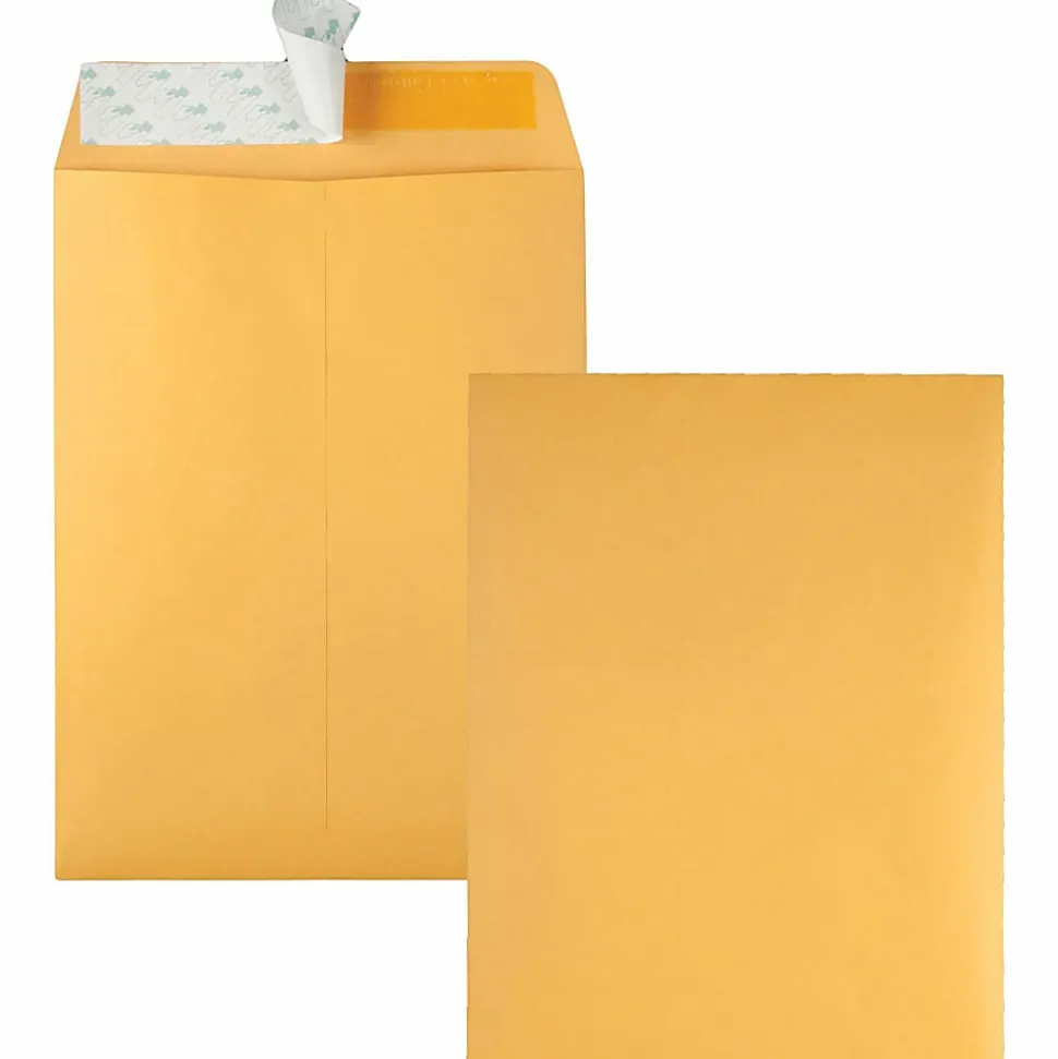 Quality Park® Redi-Strip™ Catalog Envelopes, 9" x 12", Self-Adhesive, Brown Kraft, Box Of 100