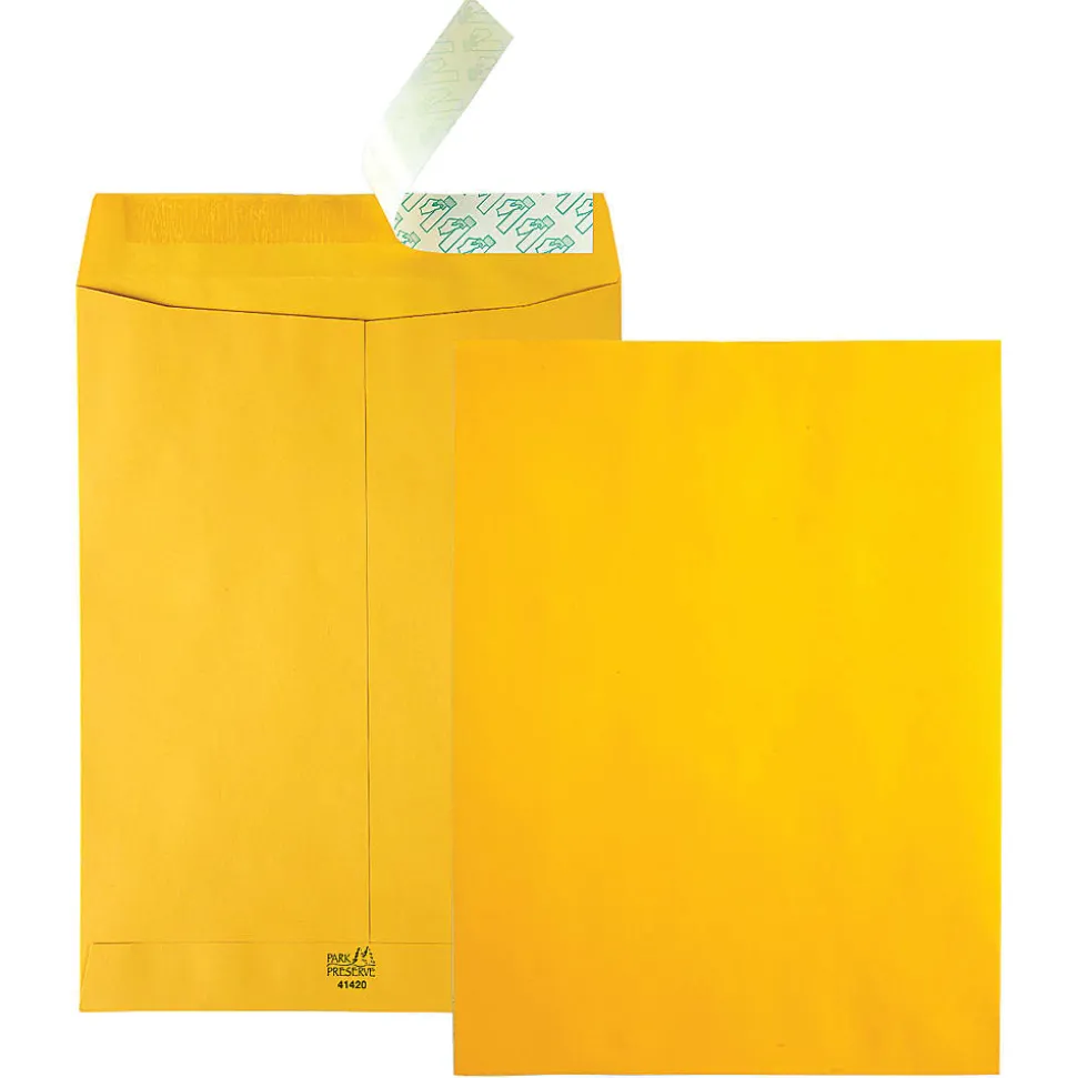 Quality Park® Redi-Strip™ Catalog Envelopes, High Bulk, 9" x 12", Self-Adhesive, Brown Kraft, Box Of 250