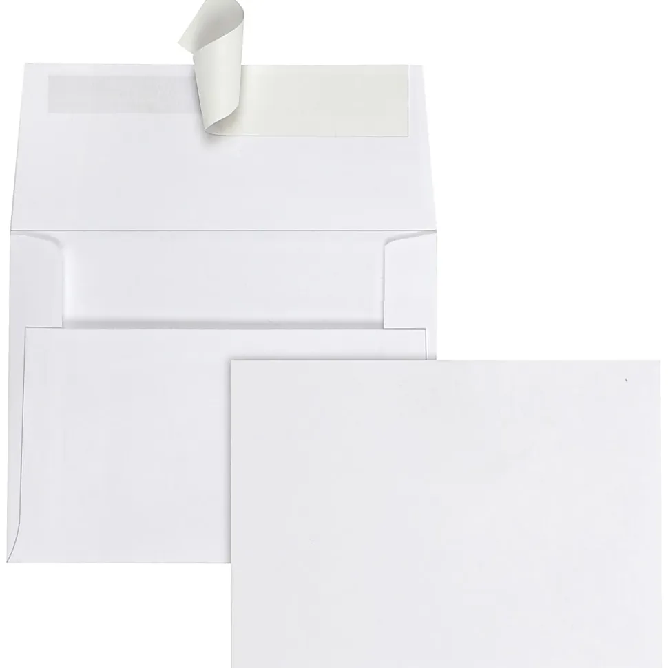 Quality Park® Redi-Strip® Invitation And Greeting Card Envelopes, 4 3/8" x 5 3/4", Self-Adhesive, White, Box Of 100