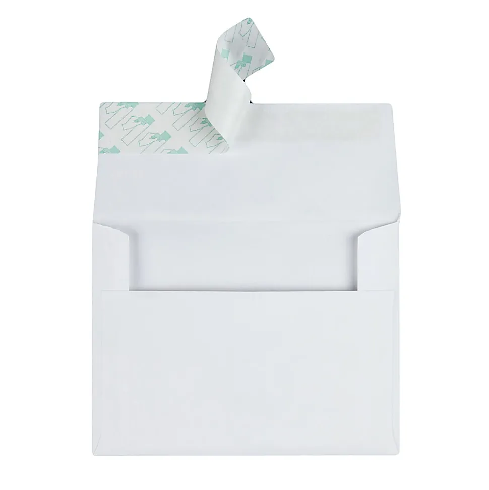 Quality Park® Redi-Strip® Invitation And Greeting Card Envelopes, 4 3/8" x 5 3/4", Self-Adhesive, White, Box Of 100